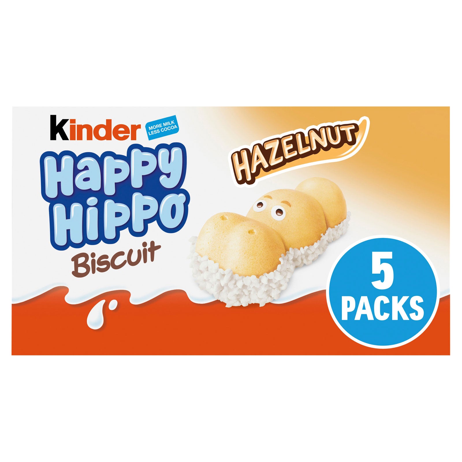 Kinder Happy Hippo Milk and Hazelnut Biscuits 103.5g 13/07/25 Kinder Happy Hippo Milk and Hazelnut Biscuits 103.5g 13/07/25